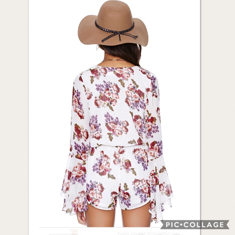 Nasty Girl Mechella Floral Romper Ruffle & sleeves - Picture 3 of 7